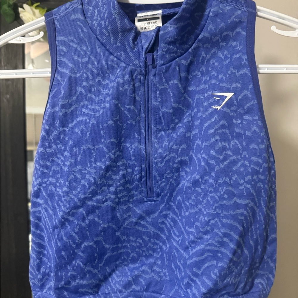 Gymshark Blue Textured Zip Top